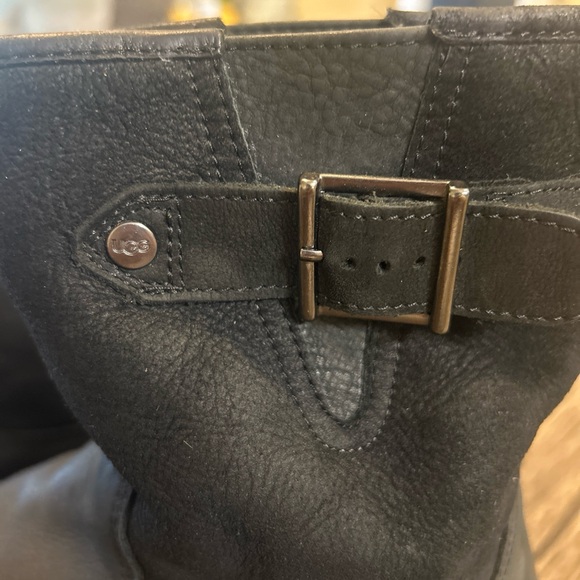 UGG Mens Winter Genuine Lamb Fur Lined Boot Black Size 10 - Picture 2 of 5